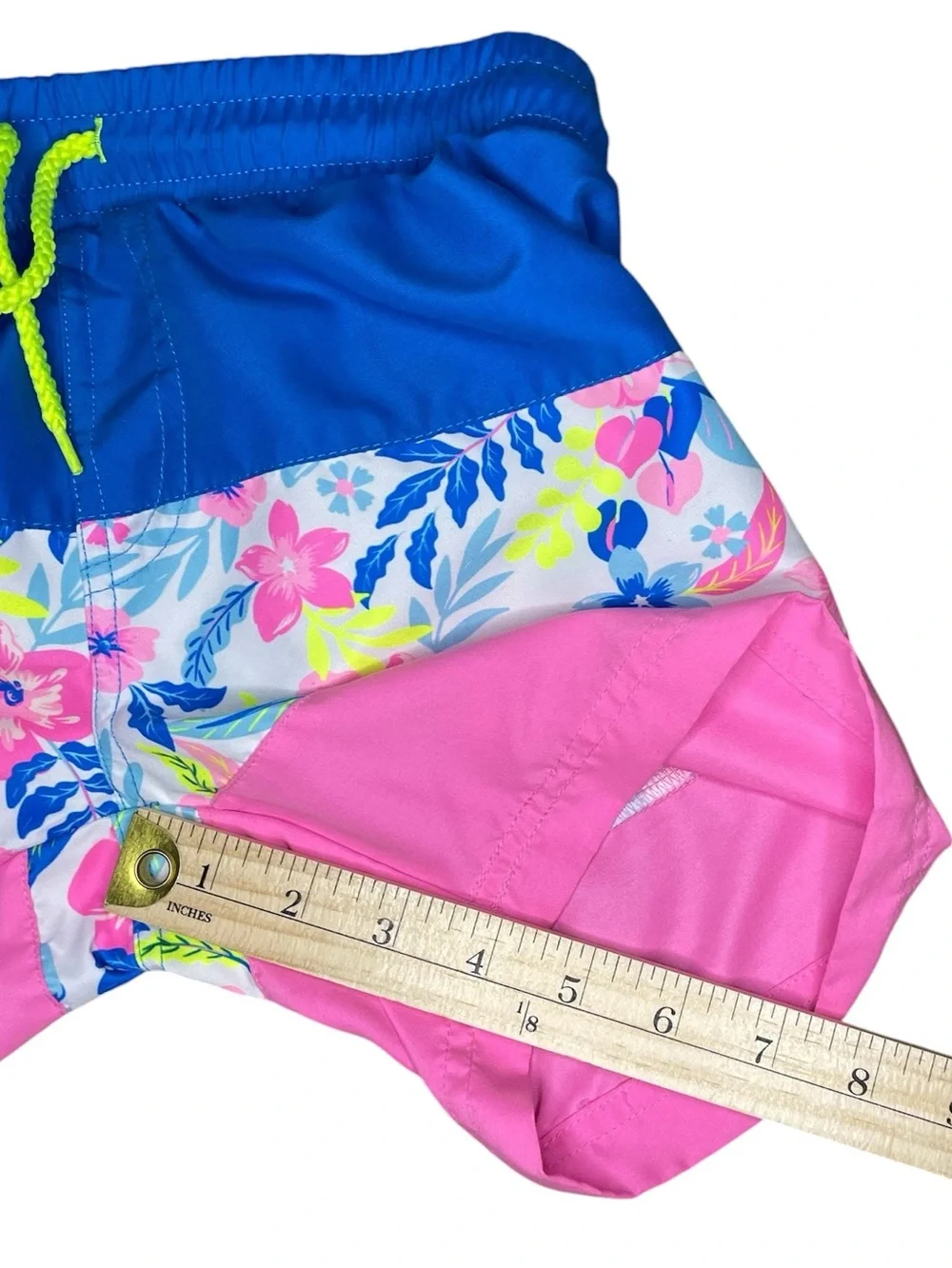 Tommy Bahama Boys Floral Colorblock Swim Trunks - Blue, Pink, Neon-Boys 5